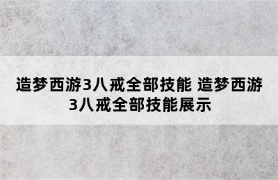 造梦西游3八戒全部技能 造梦西游3八戒全部技能展示